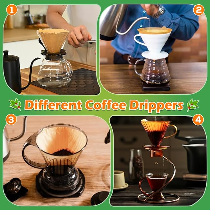 BYKITCHEN 400PCS Cone Coffee Filters 02, Disposable Natural Unbleached Pour Over Paper Coffee Filter Cone Shaped #2, Compatible with Pour Over Dripper & Drip Coffee Maker Filter Basket(1–4 Cup)