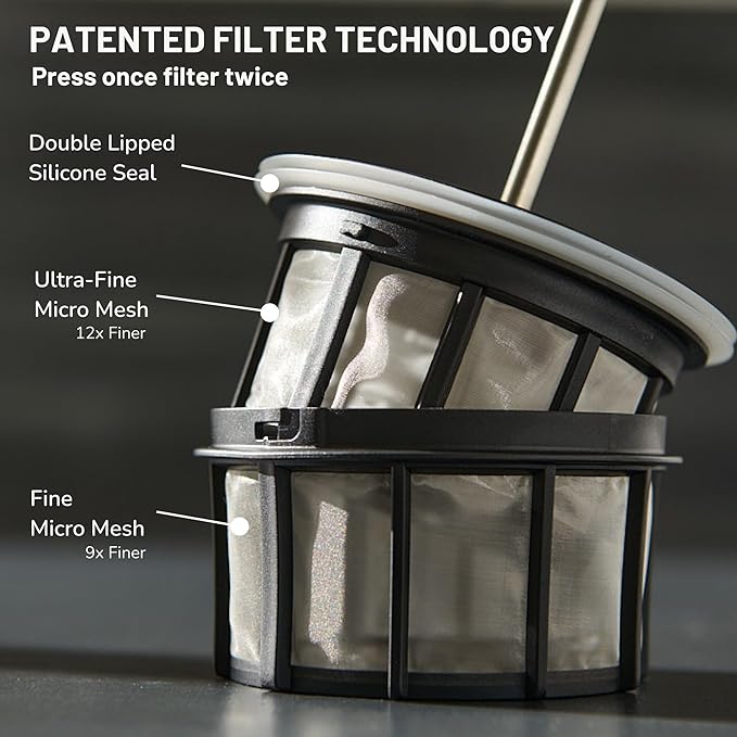 ESPRO P0 Ultralight French Press Coffee Maker for Travel, Vacuum Insulated Stainless Steel, 16 Ounces, Light Pink