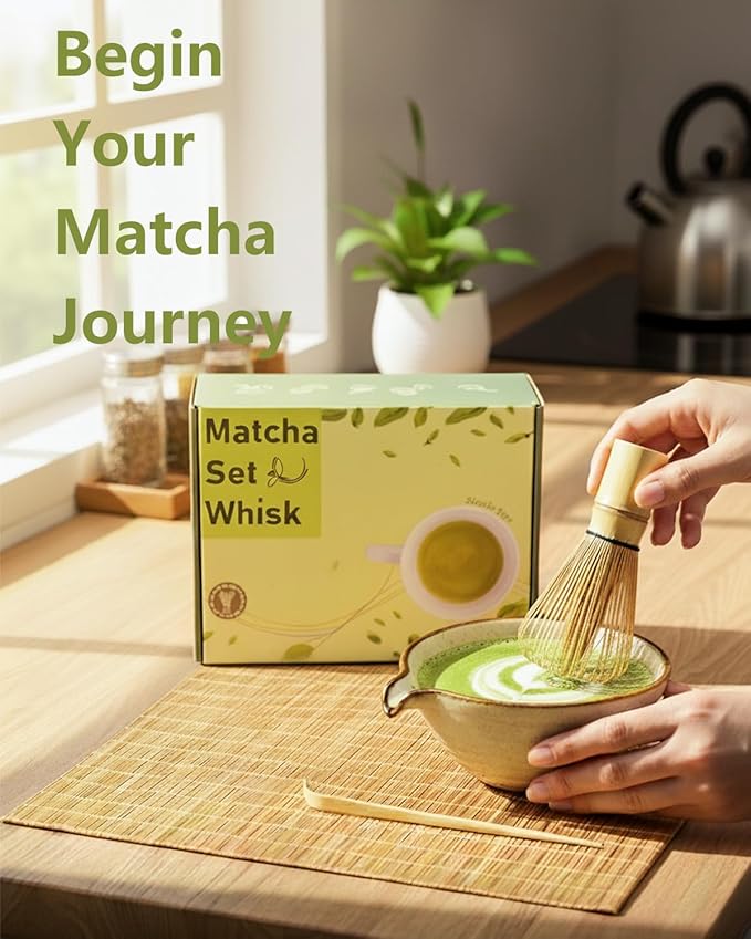 Matcha Whisk Set,Matcha Set,Matcha Kit,Matcha Bowl with Spout,Scoop,Sifter,Bamboo Whisk,Chasen Holder,Unique Gifts for Women Mom her Grifend,Gifts for Christmas, Birthday