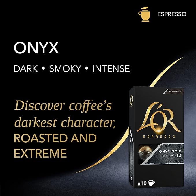 L'OR Espresso Capsules, 50 Count Onyx, Single-Serve Aluminum Coffee Capsules Compatible with the L'OR BARISTA System & *Nespresso Original Machines, 50 Count (Pack of 5)