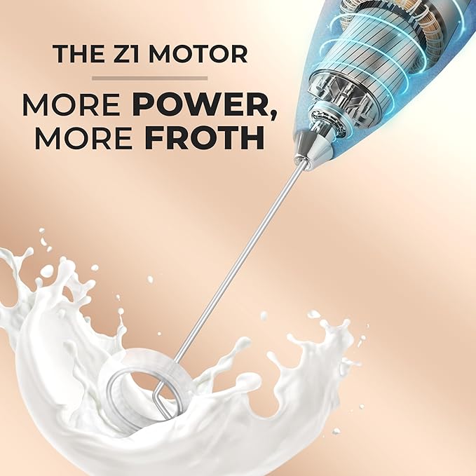 Zulay Kitchen Powerful Milk Frother Wand With 4 AA Duracell Batteries - Ultra Fast Handheld Drink Mixer - Electric Whisk Foam Maker for Coffee, Lattes, Cappuccino, Matcha & Creamer