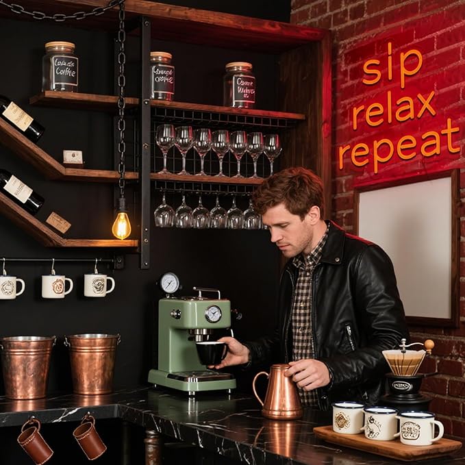 Sip Relax Repeat Neon Sign for Wall Decor Dimmable Red Led Sign for Home Bar USB Powered Coffee Neon Light for Wine Cellar Cafe Kitchen Pub Dining Room Shop Party Decor