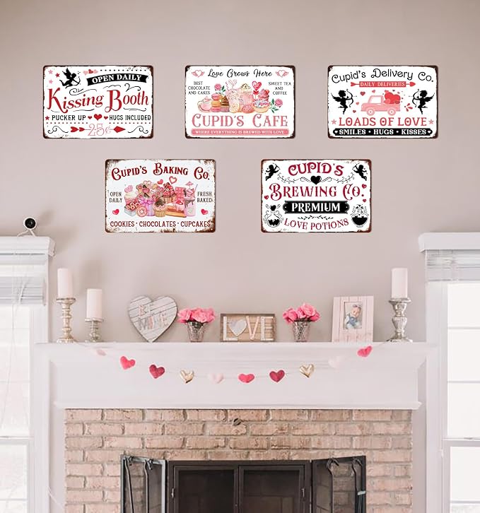 Cupid's Brewing Love Potions Metal Tin Sign Valentine's Day Sign Retro Vintage Wall Art Kitchen Cafe Home Wall Decor Plaque Poster 8x12 Inch - Image 7