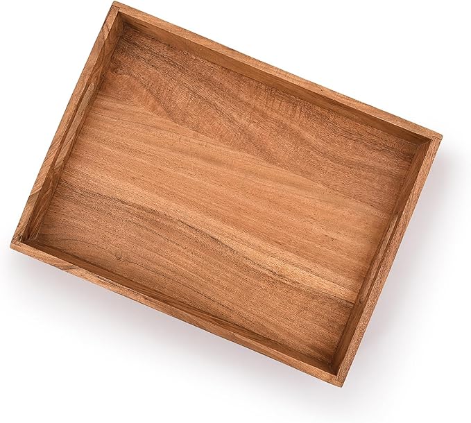 Kaizen Casa |Wooden Rectangular Serving Tray, Wood Plate, Tea/Drink Platter, Dinner Serving Tray, Snack Tray |Size_16" x 12" x 2” |Home Restaurants Coffee, Food, Breakfast, Dinner Décor