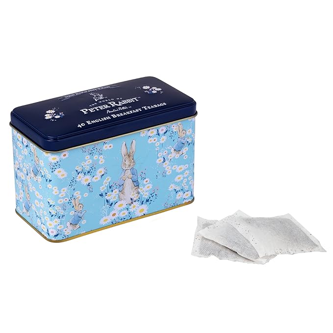 New English Teas Daisies Peter Rabbit Tea Tin with 40 English Breakfast Teabags…