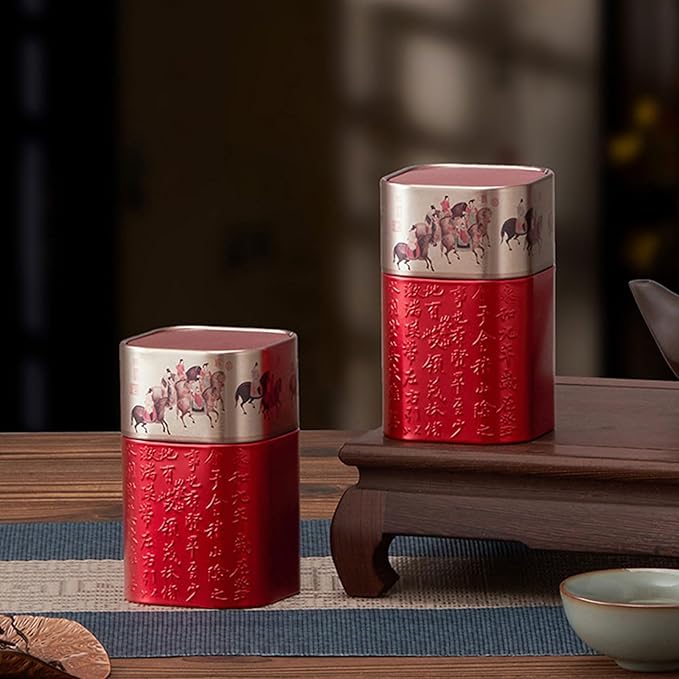 Tea Packagings Box Empty Tea Tin Can Square Tinplate Containers For Loose Tea Coffee Candy Cookie Spices Square Tinplate Can Tea Room Decoration Accessory, youth large / 11-13