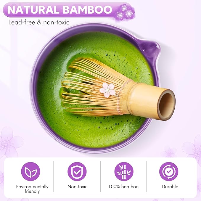 8 PCS Matcha Whisk Set - Japanese Matcha Bowl Tea Making Tools Bamboo Whisk Kit Traditional Handcrafted Tea Ceremony Tools Gifts for Matcha Lovers and Beigners