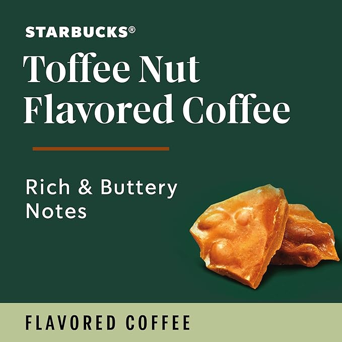 Starbucks K-Cup Coffee Pods, Flavored Hot or Iced Coffee, Toffeenut, 10 Keurig Pods