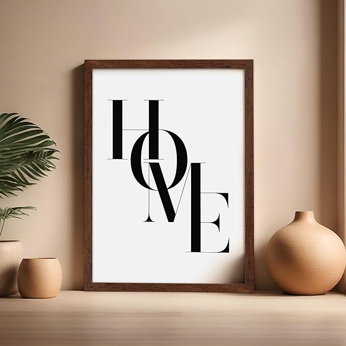 Poster Master Vintage Unique Poster - Retro Minimalist Print - Home, Letters, Typography, Black and White, Simple - Gift for Artist, Friend - Wall Decor for Living Room, Dorm, 16x20 Brown Framed