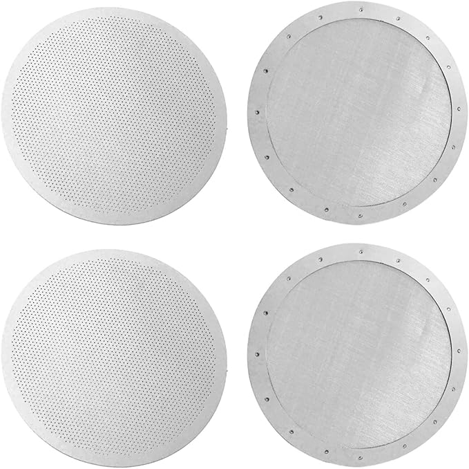 ACKLLR 4 Pack Premium Reusable Coffee Filters Compatible with AeroPress Go coffee press, Old/New Aerobie Coffee Makers, 2 Types Washable Stainless Steel Metal Mesh Fine Micro-Filters, Silver