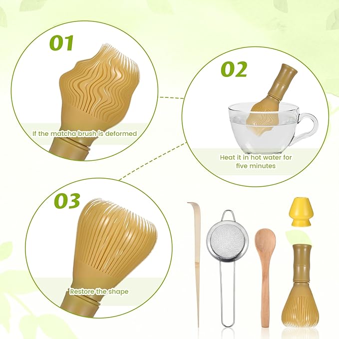 5PCS Resin Matcha Whisk Set, Easy-To-Clean Bamboo Macha Tools for Perfect Stirring, Suitable for Making Ceremonial-Grade Matcha, Tea Accessories for Tea Lovers for Christmas, Birthdays