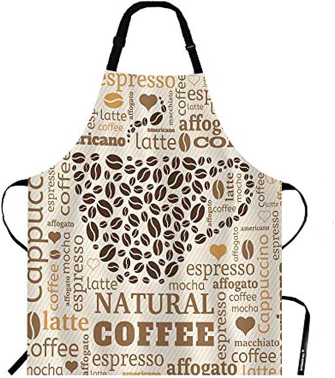 WONDERTIFY Coffee Cup Apron, Cups Made of Beans Bib Apron With Adjustable Neck for Men Women, Suitable for Home Kitchen Cooking Waitress Chef Grill Bistro Baking BBQ Cobbler Stylist