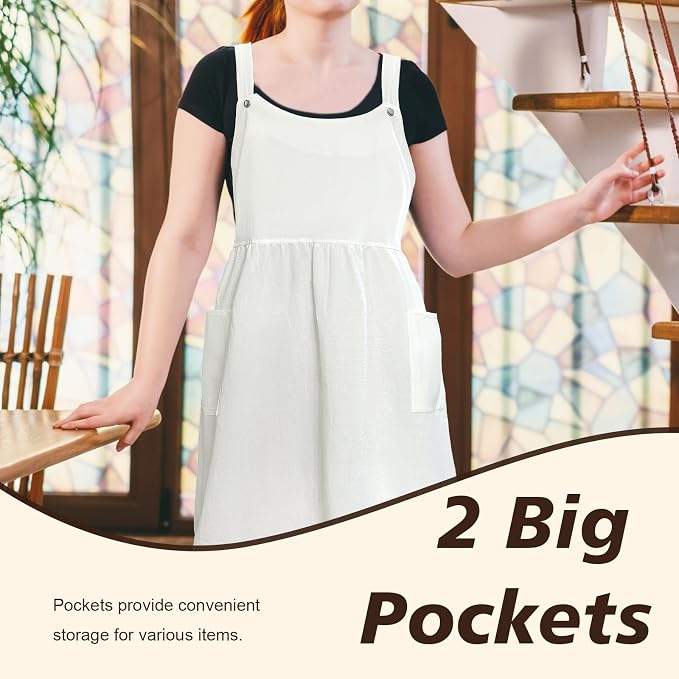 White Maid Apron for Women Cotton Waist Half Maid Costume Victorian Retro Ruffled Kitchen Cute Vintage Party Cosplay - Image 2