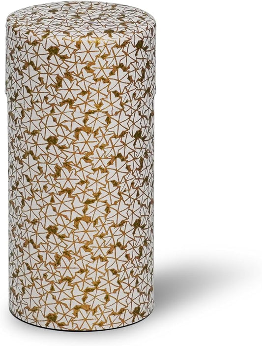 Kyoto Floral Tin Tea Canister - 7 oz Traditional Japanese Yuzen Paper Design, Airtight Storage for Fresh Tea Leaves, Ideal for Tea Ceremony Accessories Collection (Gold)