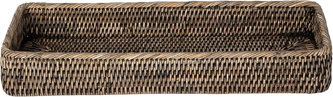 La Jolla Elongated Rattan Vanity Tray (Black-Wash)