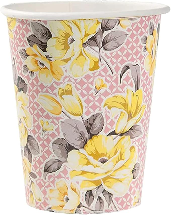 Talking Tables Tea Party Vintage Floral Paper Cups | Truly Scrumptious | Also Great For Birthday Party, Baby Shower, Wedding And Anniversary | Paper, 12 Pack