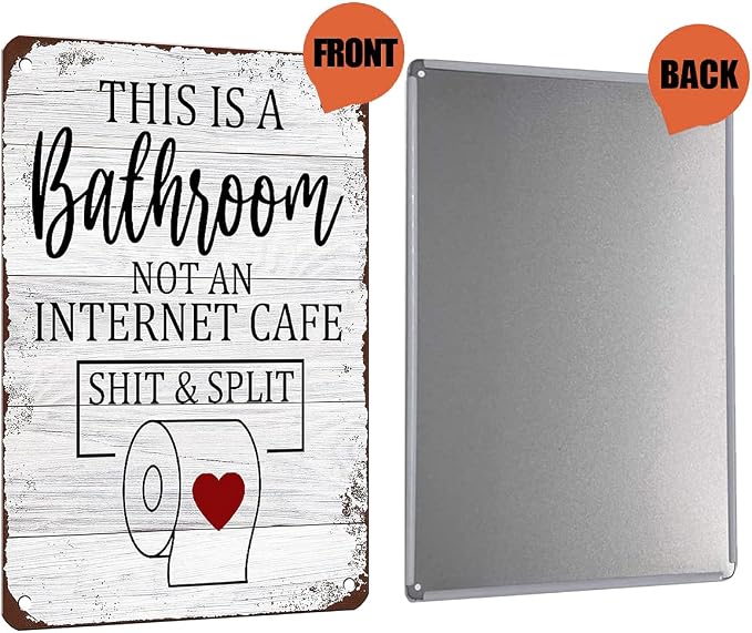 Mesibo Funny Sarcastic Bathroom Toilet Decor Sign This Is A Bathroom Not An Internet Cafe Quotes Wall Art Vintage Tin Sign 8x12 Inches - Image 2