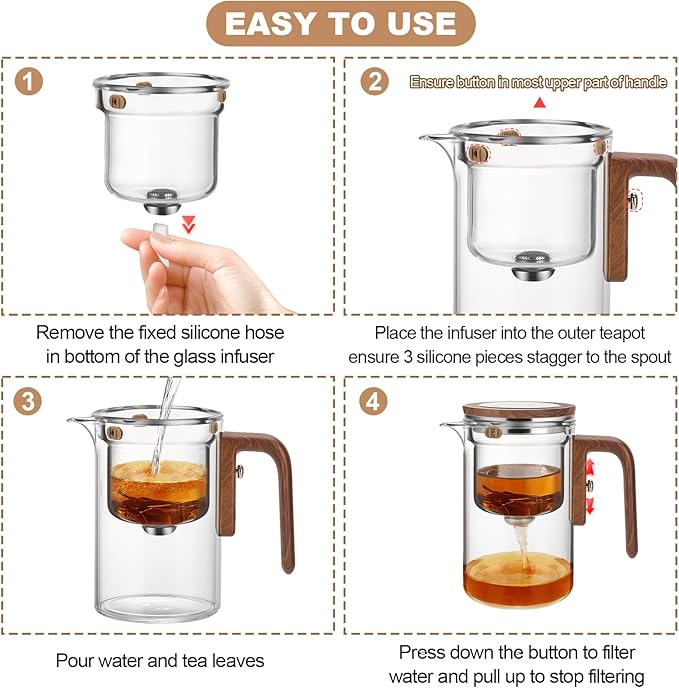 Enchanti Tea Pot, Glass Teapot with Removable Infuser, Magnetic Loose Leaf Tea Steeper, Magic Witchcraft Tea Pot with Strainer for Water Separation, Gift Package, 27oz/800ml