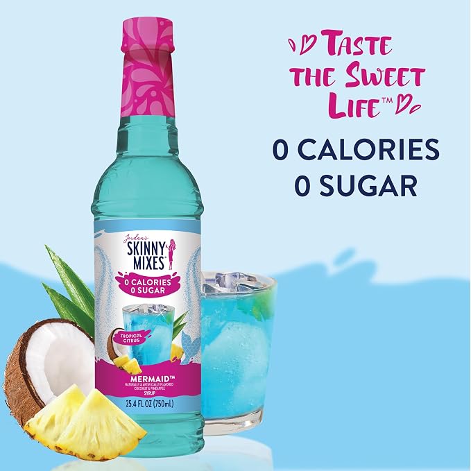 Jordan's Skinny Mixes Sugar Free Syrup, Mermaid Flavor, Fruit Flavored Water Enhancer, Drink Mix for Ice Tea, Lemonade & More, Zero Calorie Flavoring, Keto Friendly, 25.4 Fl Oz, 1 Pack - Image 3