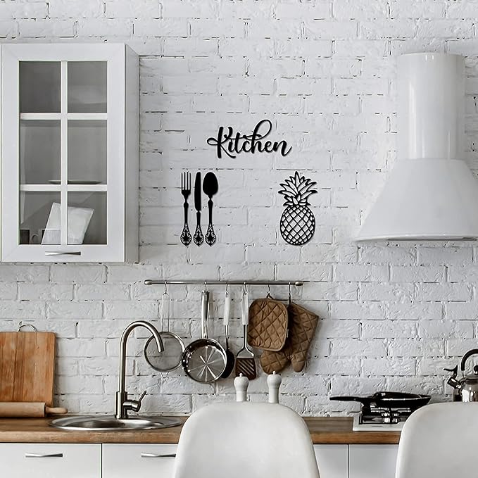 4eN Kitchen Wall Sign – Modern MDF Wooden Wall Decor for Kitchen & Dining Area – Minimalist Farmhouse Kitchen Decoration-5 Pieces