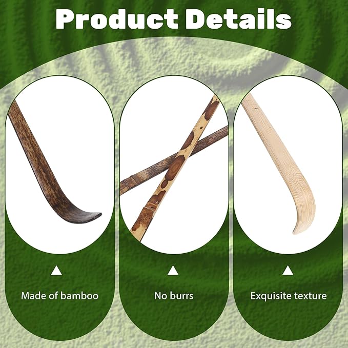 3 Pcs Matcha Spoon, Bamboo Matcha Scoop Japanese Chashaku Hooked Tea Leaf Sticks Tea Whisk Scooping Spoon for Traditional Japanese-Tea-Ceremony Spices Condiments Coffee Powder