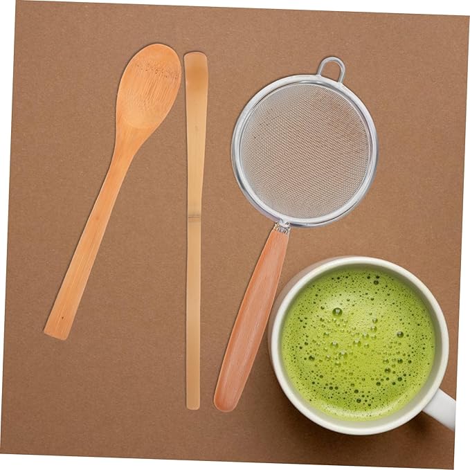 1Set Matcha Mixing Supplies Whisk Tea Scoop Spoon Fine Mesh Strainer for Home Milk Tea Shop Use Traditional Matcha Making Kit with Elegant Craftsmanship