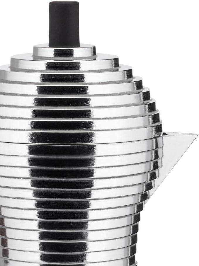Alessi MDL02/1 B "Pulcina" Stove Top Espresso 1 Cup Coffee Maker in Aluminum Casting Handle And Knob in Pa, Black