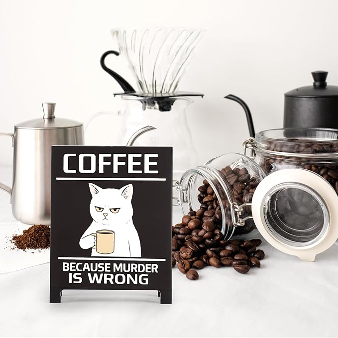 Coffee Bar Accessories Decor: Black Coffee Station Corner Decorations Sign for Kitchen Office Tabletop Shelf