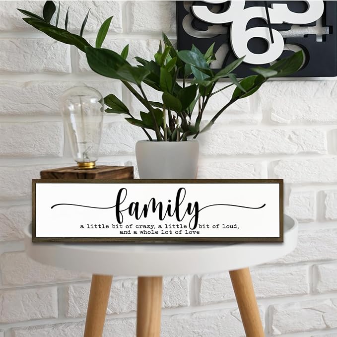 Family Signs Decor, Wood Framed Wall Decor Sign, Farmhouse Wooden Plaques, Positive Home Decors for Living Room, Bedroom, Kitchen, Housewarming Gifts, Framed Wooden Box Sign 17.8x4x1.2 inches - Image 4