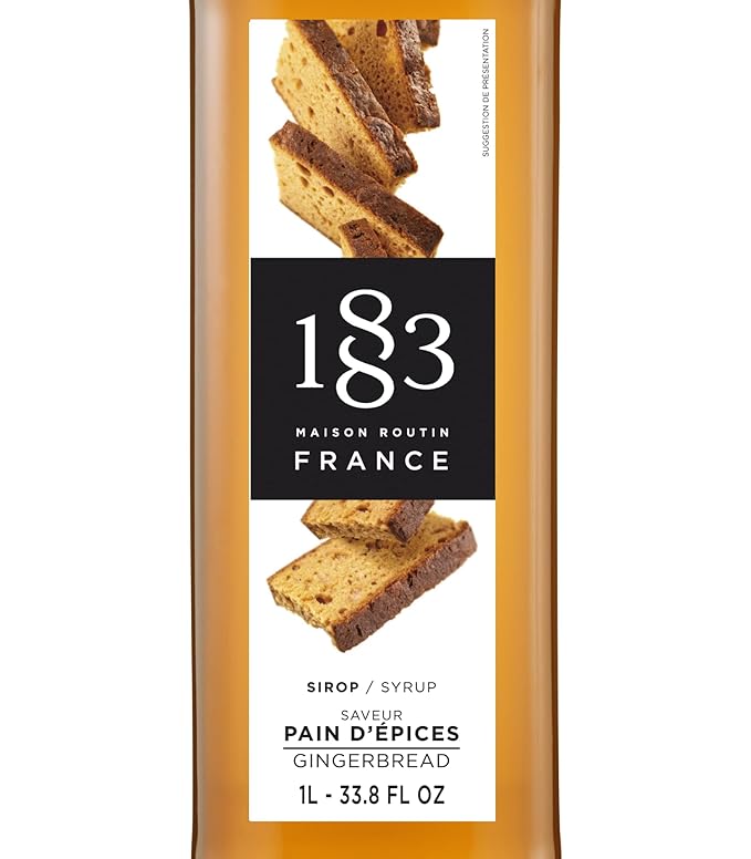 1883 Gingerbread Syrup for Drinks, Made in France, 1 Liter Plastic Bottle