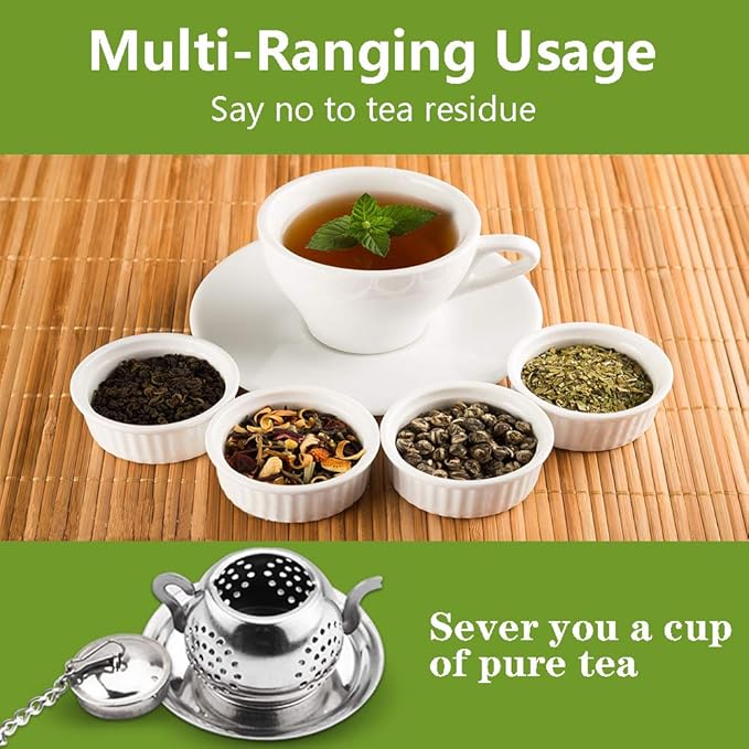 Loose Leaf Tea Infuser, 4PCS Tea Strainer Stainless Steel Tea Ball with Chain and Drip Trays, Small Tea Filter Set for Mug (Teapot)