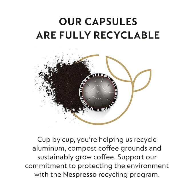Nespresso Capsules Vertuo, Fortado Decaffeinato, Gran Lungo, 30-Count Coffee Pods, Brews 5.0 oz.