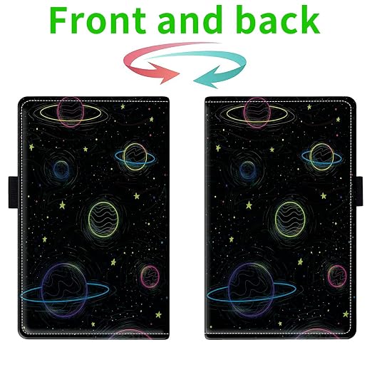 Server Books for Waitress, with 7 Large Pockets, Waiter Serving Book, Waitstaff Server Order Pads, Cute PU Leather Server Book with Pen Holder Fit Server Apron, Cartoon Planets - Image 2