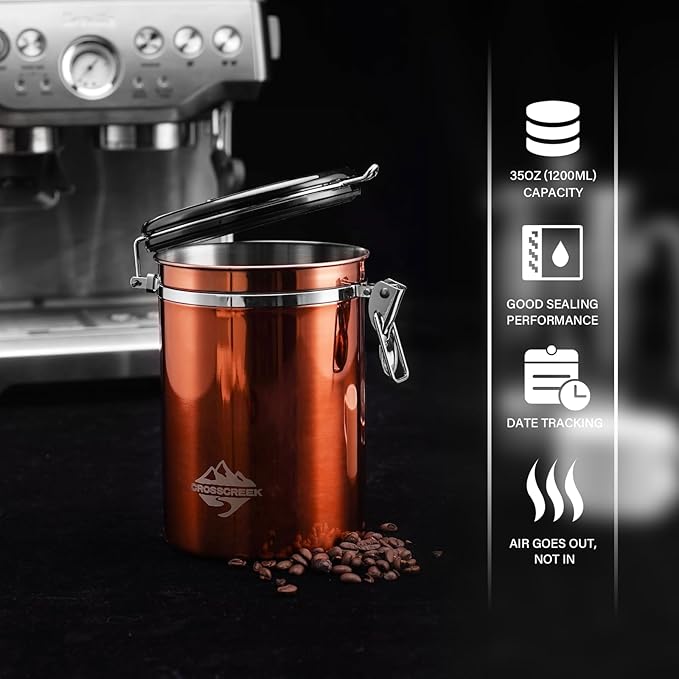 Coffee Bean Canister, 35oz (1200ml) Food Container, Airtight Food Storage Container with Date Tracker for Coffee, Beans, Tea, Sugar, Cereal for Camping Travel Gifts