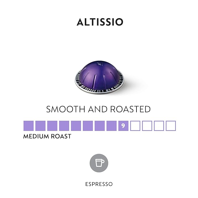 Nespresso Capsules Vertuo, Altissio, Medium Roast Espresso Coffee, 50 Count Espresso Pods, Brews 1.35oz.