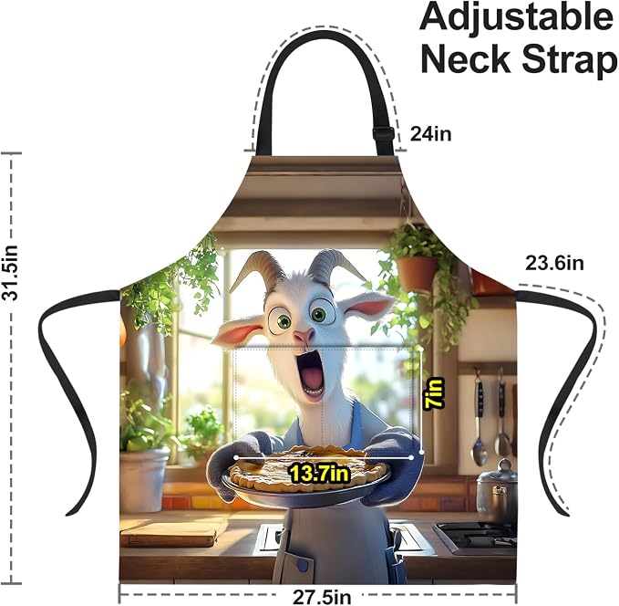 Funny Cat Apron with 2 Pockets Waterproof for Men Women Kitchen Garden Decor - Image 2