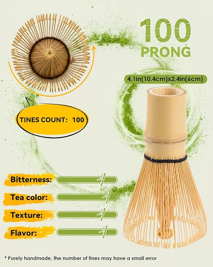 Matcha Whisk - 2-pack Bamboo matcha Whisk set, Handcrafted Traditional Japanese Chasen, 100-Prong Matcha Stirrer Wisk Mixer Brush for Authentic Matcha Tea Preparation