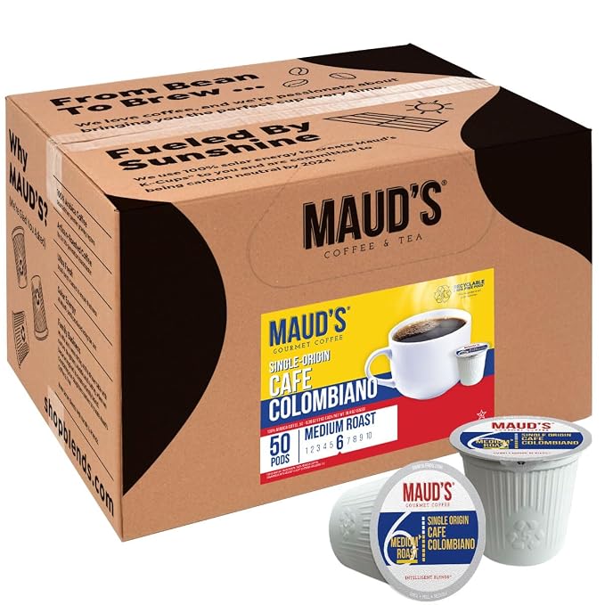Maud's Colombian Coffee Pods, 50 ct, Single Origin, Medium Roast Coffee in Single Serve Pods – 100% Arabica Coffee, Compatible with Keurig K Cups Maker - Image 2