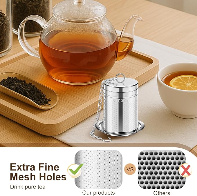 ‌Loose Leaf Tea Steeper with Ultra-Fine Mesh - ‌Premium Stainless Steel ‌Tea Infuser‌‌ & ‌Tea Strainer‌ for Herbal/Black/Rooibos Teas, Durable ‌Tea Ball‌ with Leak-Proof Design