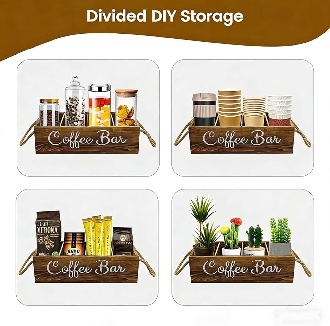 Coffee Counter Storage Rack Wooden Coffee Bar Storage Rack Features Removable Shelves Holds Coffee Pods,Sugar Packets,Stirrers And Tea Sets—Office Coffee Bar Accessories - Image 7