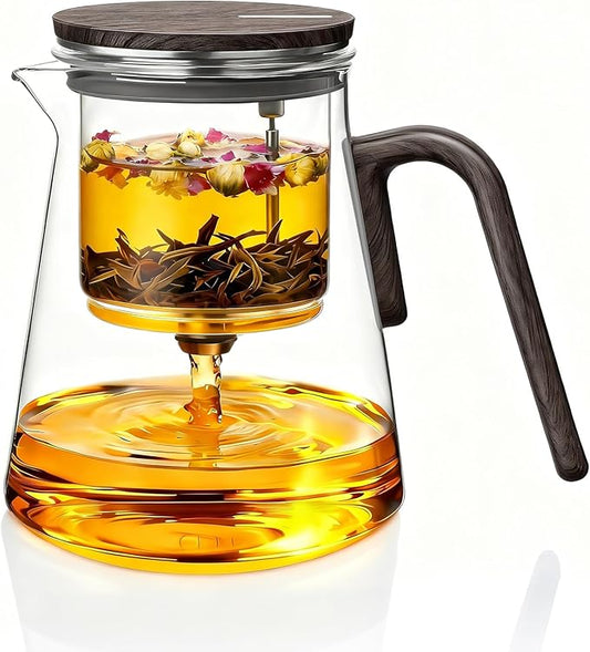ZENS Enchanted Tea Pot with Magnetic Lid, Magic Glass Teapot with Infuser for Loose Leaf Tea Steeper, Mess-Free Herbal Tea Maker, Tea Diffusers for Tea Lovers Ideal Gifts, 27oz/800ml