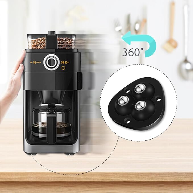 Appliance Casters - Furniture Sliders & Appliance Rollers for Kitchen, Coffee Machine, Blender, Oven - Helps Mom or Wife Easily Solve Countertop Sliding (Black, 8pcs) - Image 2