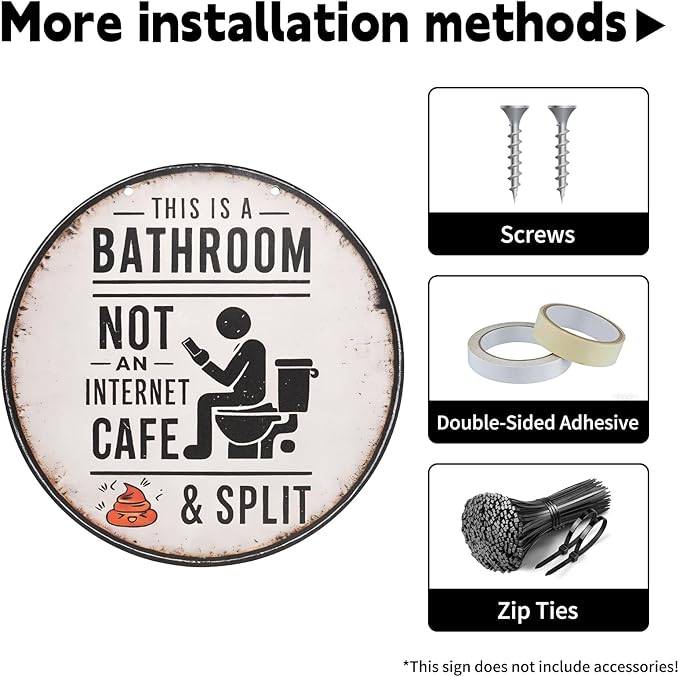Funny Bathroom Signs, Wooden Bathroom Wall Art Decor, Vintage Farmhouse Restroom Wall Pictures For Home