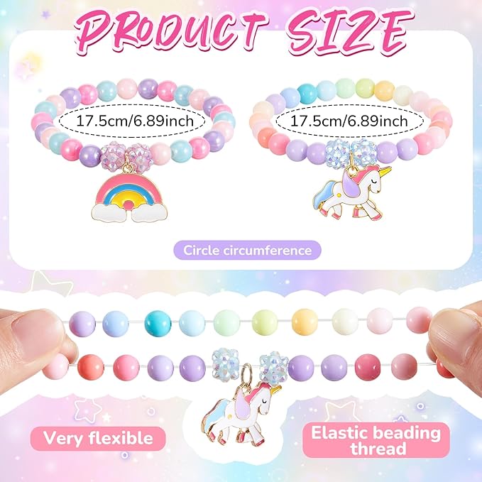 Ecally 12 Pcs Unicorn Party Favors Unicorn Beaded Bracelet Bulk for Goodie Bag Stuffers Supplies Jewelry Princess Birthday Prize Gifts