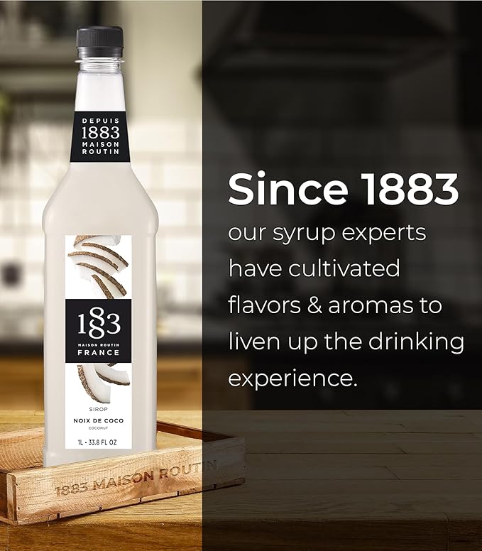 1883 Maison Routin Syrup for Drinks, Made In France (33.8 Fl Oz, Coconut Plastic)