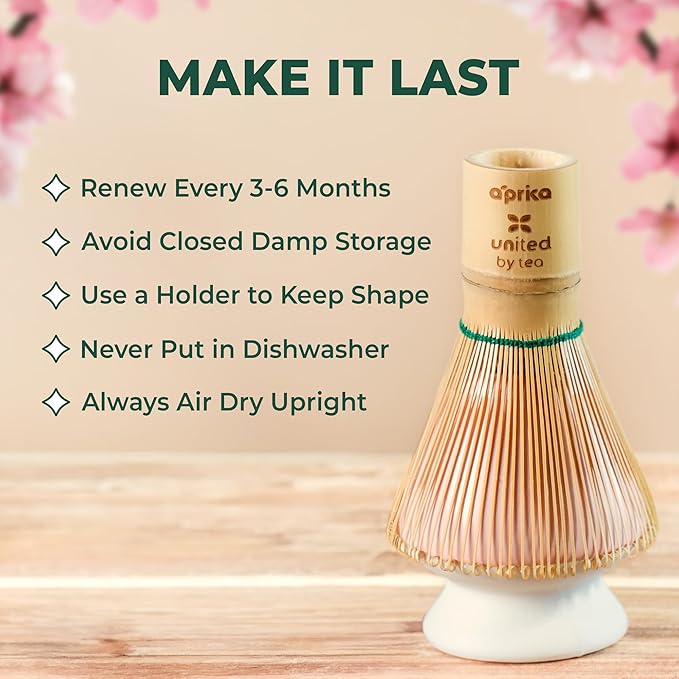 Aprika Life Matcha Whisk – 100 Prong Bamboo Chasen | Traditional Japanese Tea Whisk for Matcha Powder, Ceremonial Tea & Lattes | Durable Handcrafted Bamboo Whisk for Authentic Matcha Preparation