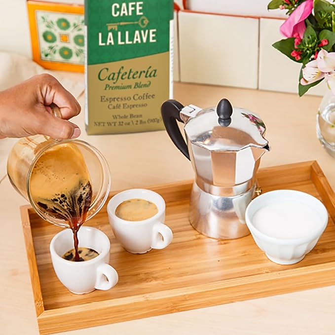 Cafe La Llave Whole Bean Espresso Coffee, Premium Dark Roast, 32 oz Bags (Pack of 2) - Rich Cuban-Style Blend