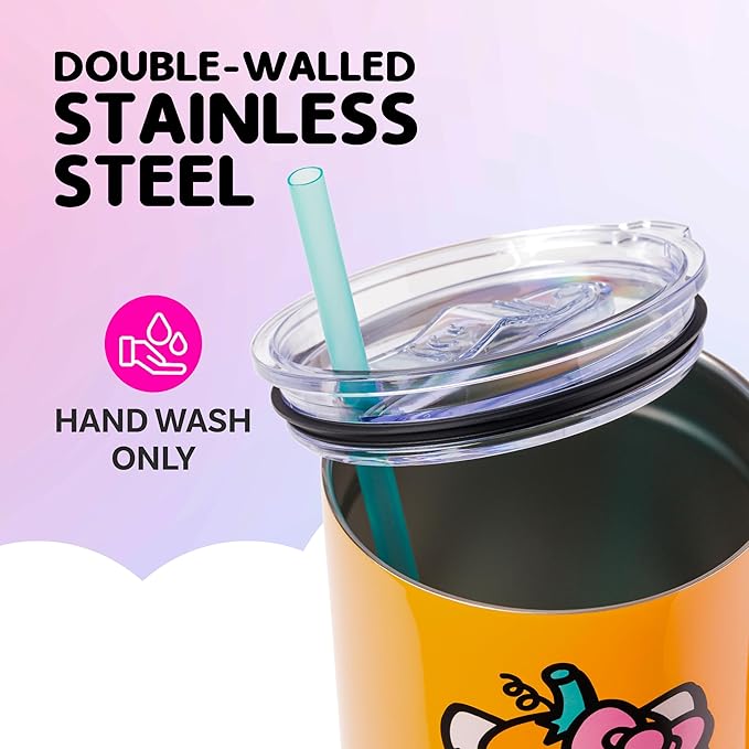 Silver Buffalo Sanrio Hello Kitty Halloween Jack-O-Lantern Double Walled Stainless Steel Tumbler with Handle and Straw, Fits in Standard Cup Holder, 40 Ounces