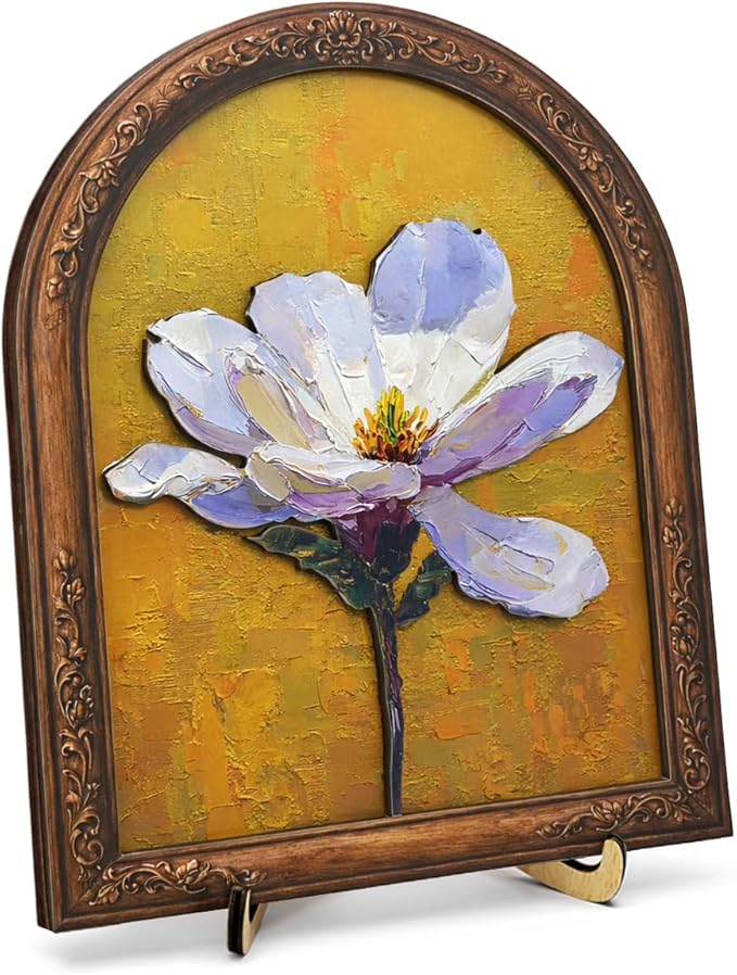 Vintage Single Flower Wall Art Sign for Bathroom Decor, Cottagecore Botanical Wall Decor, 8x10 Inch