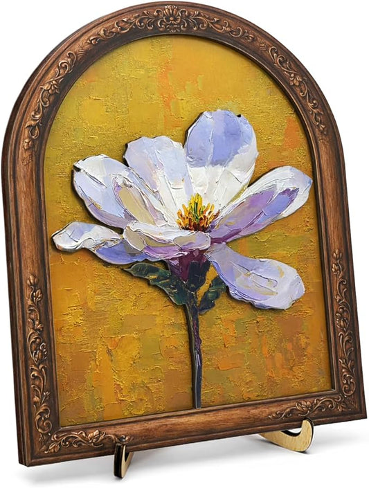 Vintage Single Flower Wall Art Sign for Bathroom Decor, Cottagecore Botanical Wall Decor, 8x10 Inch